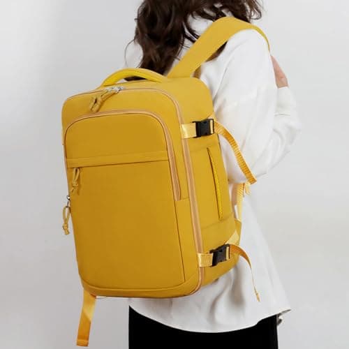 Treer Ryanair Cabin Bags 40x26x20 Underseat Travel Backpack Cabin Bag Carry on Water Resistant Hand Luggage for Airplanes, Multiple Pockets Comfort Rucksack for Men Women (Yellow,40x26x20cm) — view 3