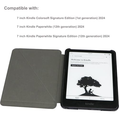 ZhaoCo Case for 7'' Kindle Paperwhite 2024 / Kindle Paperwhite Signature Edition 2024, Book Folio Smart Protective Cover (Fabric Gray) — view 3