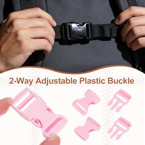 PATIKIL 4pcs Quick Side Release Buckle 0.8" Plastic Belt Clip Pink — view 4