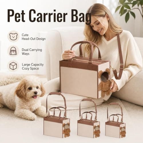 Bear Dog Carrier Bag, 2-in-1 Breathable Pet Tote for Small Dogs (M) — view 4