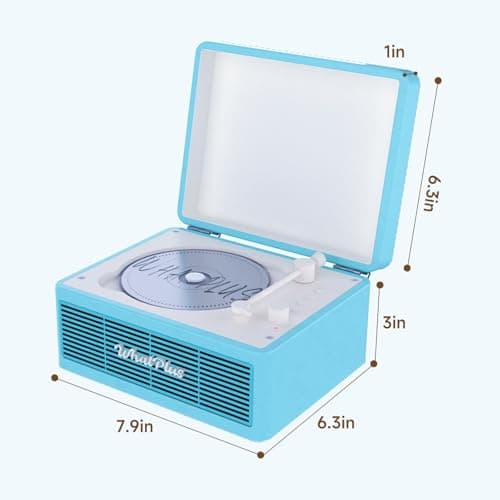 WhatPlus Portable CD Player with Bluetooth and Speakers, Light Blue — view 6
