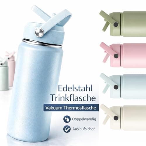 TEMMIA Stainless Steel Water Bottle 500 ml - Double-Walled & Vacuum Insulated - BPA-Free, Leak-proof & Reusable - Thermal Flask for Hot & Cold Drinks, Sports, Office & Travel (Light Blue) — view 2