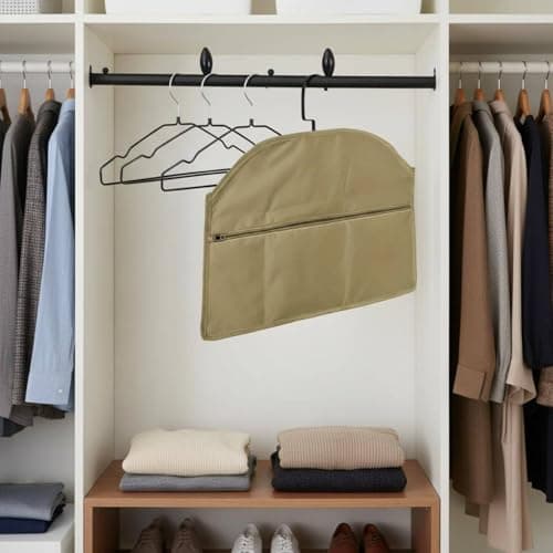 perfeclan Concealed Storage Pouch Hanging Organizer Pocket Holder Wallet Document Case In 600D Oxford For Closet Wardrobe Luggage Travel Suitable for home storage travel packing hotel stays, Beige — view 3