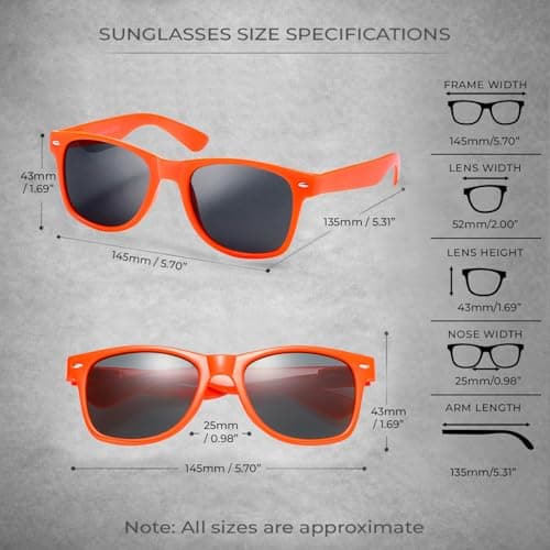 Komonee Drifter Sunglasses UV400 Protection Neon Orange Classic Style Retro Sun Shades Eye Glasses Unisex For Men Women Cycling Sports Fishing Travel – Lightweight Frame Fashion Eyewear Outdoors — view 5