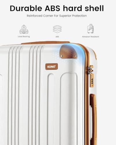 Kono 28 Inch Large Hard Shell Suitcase ABS Lightweight Luggage (Cream) — view 3