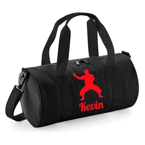 Personalised Martial Arts Overnight Bag Gym Holdall Sports Bag – Ideal Karate, Judo & Taekwondo, Large Travel Bag – Compact Size 20x20x40cm Dynamic Gift 12L Barrel Bag for Training – Black — view 6