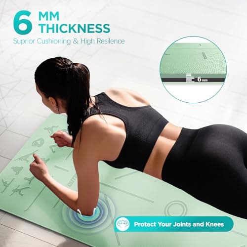OUTDOUSE TPE Yoga Mats for Women,Mit Green&Black 183x61x0.6cm — view 6
