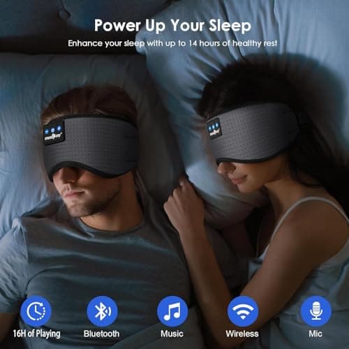 MUSICOZY Cooling Sleep Mask Headphones for Hot&Side Sleepers, 100% Blackout — view 2