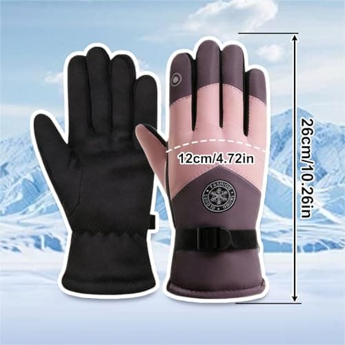 BSITSSS 2 PCS Thermal Gloves Winter, Ski Gloves Touchscreen Windproof, Pink Purple Anti-Slip Ski Mittens for Skiing Snowboarding Running Cycling Hiking Snow Outdoor Sports — view 2