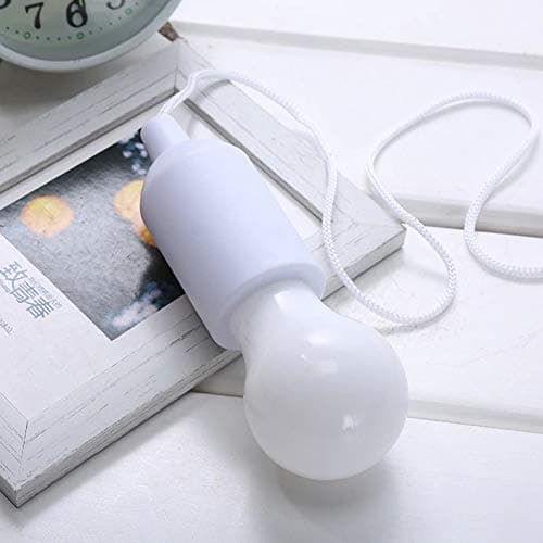 BomKra 8 Pack LED Pull Cord Light Bulb, White LED Bulb Light Hanging Pull Cord Lamp Battery Operated, Portable Night Light for Party, Weddings, Festivals Lighting, Camping, Room Decoration — view 3