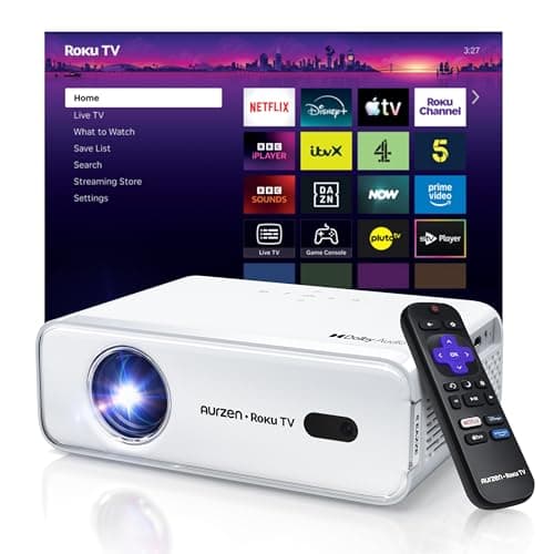 Aurzen Roku TV Projector with Aurzen Adjustable Projector Stand, 17.3–43.3 in Height — view 2