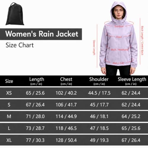 Innfttwo Lightweight Rain Jackets Womens ladies Waterproof Jackets with Hood Packable Raincoat Women for Running Cycling Hiking (UK, Alpha, L, Regular, Regular, Purple) — view 2