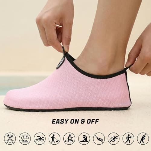 zoogobee Water Shoes for Women Men Quick Dry Non-Slip Barefoot Aqua Socks for Beach Surfing Yoga (Pink, Adult, Women, 4, Numeric, UK Footwear Size System, Medium) — view 3