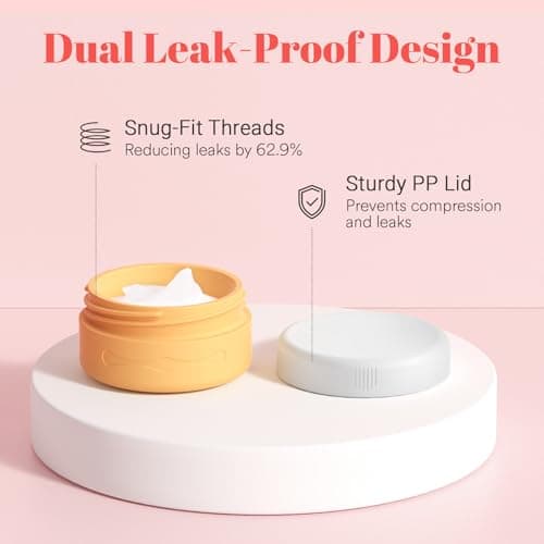 Euqvunn Travel Pots for Toiletries, Travel Containers TSA Approved Travel Tubs 40ml, Silicone Leak-proof Travel Cosmetic Containers with PP Lids for Cosmetic Face Body Hand Cream (Light Pink) — view 2