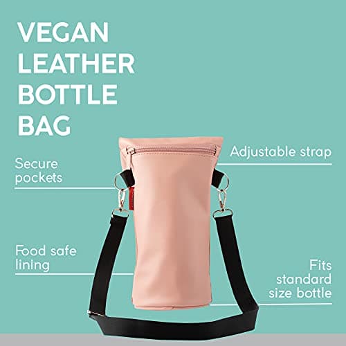 Typhoon PURE Bottle Bag | Vegan Leather Bag Perfect For Hiking or Travel | Keep Bottles Safe, Easy to Carry, and Cool On the Go | Pink, 110mm x 150mm x 335mm — view 2