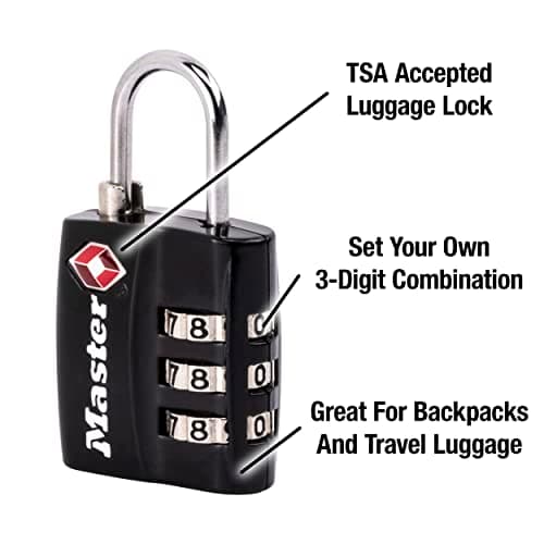 Master Lock 4680DBLK TSA Accepted Luggage Lock, Black, Pack of 1 — view 3