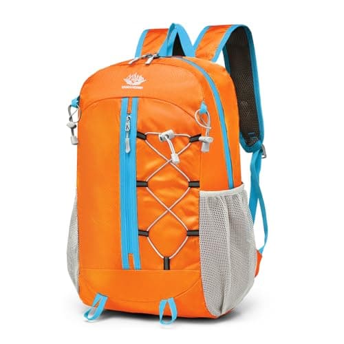 flintronic Lightweight Hiking Backpack, 30L Foldable Waterproof Rucksack, Back Pack Rucksack for Men Women Kids, Walking Backpack for Outdoor Sports, Hiking, Travelling, Camping, Orange