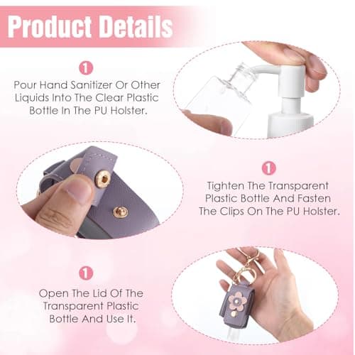 YBEATY 4 Pcs Portable Handwashing Fluid Keychain 30ml Refillable Leather Hand Handwashing Fluid Mini Case Holder Keychain Travel Size for Toiletry Lotion Liquid Soap Shampoo — view 3