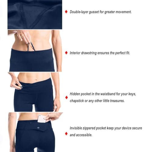 Yogipace Women's Fleece Lined Thermal Tights, Back Zip Pocket, 25"-36" — view 4