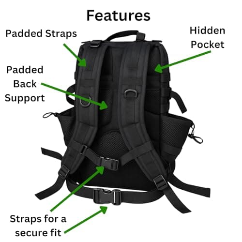 Military Tactical Backpack 45L Heavy-Duty Water-Resistant Rucksack with Webbing 6 Compartments & Padded Back Support Ideal for Hiking, Athletes, Gym, Travel, Sports, Camping & Everyday Carry — view 4