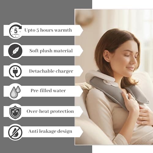 RIXI Rechargeable Electric Neck Warmer Heating Pad - Grey — view 3