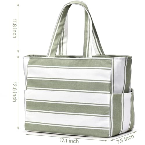 oscaurt Beach Bag Large Canvas Beach Tote Ladies Shoulder Handbags Waterproof Travel Bag for Sports Shopping Vacation — view 4