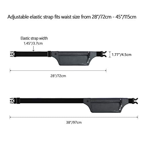 Ryaco Travel Money Belt, Slim RFID‑Blocking Hidden Waist Pouch, Grey — view 4