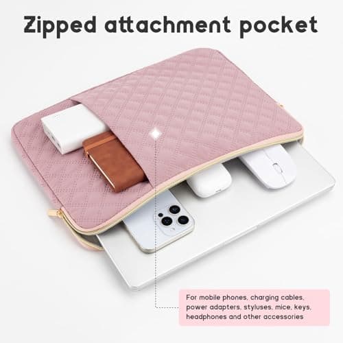 Songbala Laptop Sleeve 13-14 Inch Cover Protective Case Compatible with 14” MacBook Pro M3/M2/M1 13-14” Chromebook Notebook Computer, Slim Waterproof Padded Case with Pocket, Pink — view 4