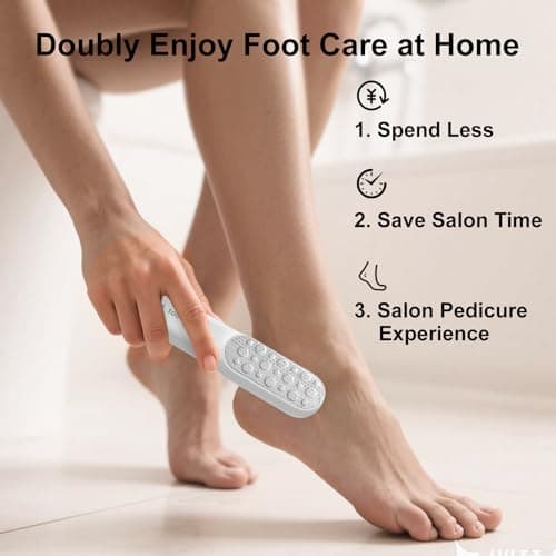 Double-Sided Stainless Steel Foot File & Callus Remover, Professional Pedicure Tool for Dry & Wet Feet, Hard Skin & Corn Remover with Threaded Design, Easy to Clean, White (Home Salon Use) — view 5
