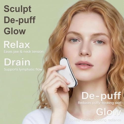 3 Pcs Gua Sha Tool Stainless Steel for Face & Body – De-Puffing, Lifting & Lymphatic Drainage – Includes Guasha Tool Face Massager, Magnetic Pouch, Silver Polishing Cloth & User Guide — view 2