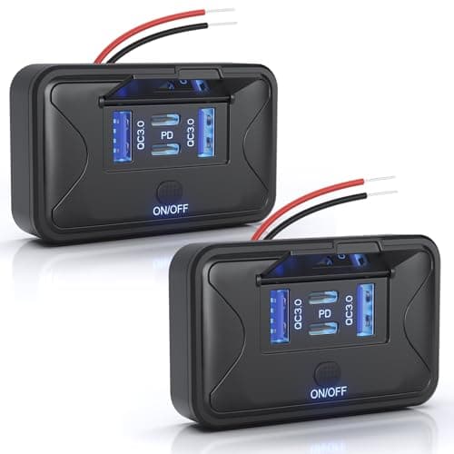 GIBBAB 2PCS 108W 4 Ports 12V RV USB Outlet Switch Panel Wall Surface Mount