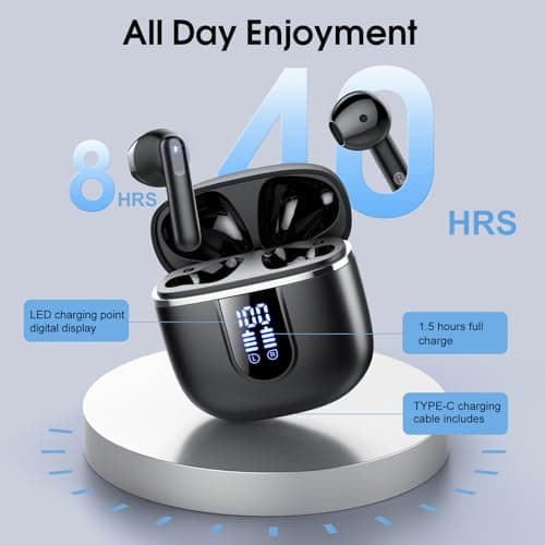 Wireless Earbuds, Bluetooth 5.4 Headphones in Ear with HiFi Stereo Deep Bass, Wireless Earphones with 4 ENC Noise Cancelling Mic, 40H Playtime Mini Bluetooth Earbuds, IP7 Waterproof, USB-C Fast Charge — view 4