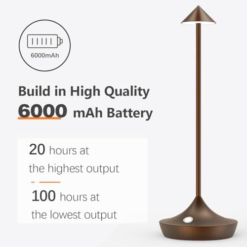 Hapfish Rechargeable Cordless LED Table Lamp,6000mAh Battery Operated Lamps — view 2