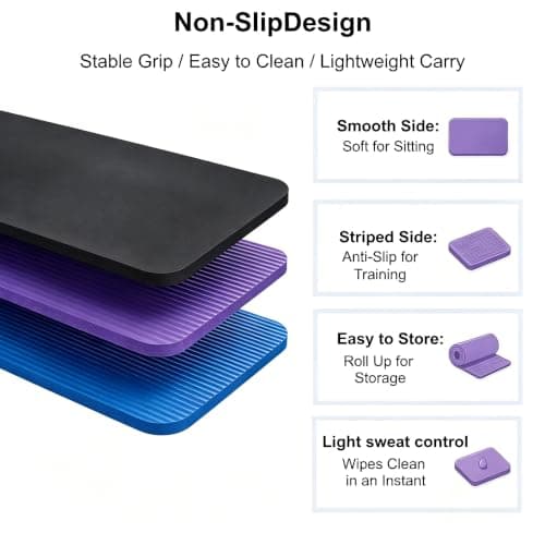 DEAYOU 3 Pack Yoga Knee Pads Cushion, Non Slip Exercise Mat for Pain Free Yoga, Extra-Thick Pilates Knee Mats, Portable Yoga Mat Accessory for Fitness, Elbows, Wrist, Forearms, 61×25×1.5 cm, 3-Color — view 3