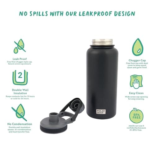 Polar Gear 1L Insulated Water Bottle - Double Wall Vacuum + Dust Cover Cap — view 5