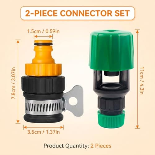 2PCS Hose Pipe Tap Connector Set, Universal Hose to Tap Connector with 12-16mm Adapter, Indoor Outdoor Tap to Hose Connector UK for Garden Watering, Car Washing, Kitchen and Bathroom Use — view 2