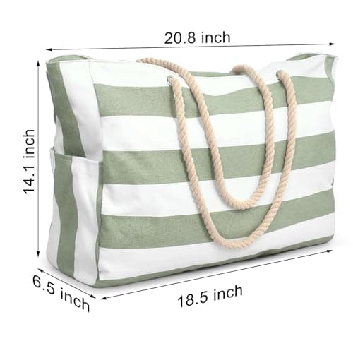 oscaurt Beach Bag, Large Beach Bags for Women, Waterproof Beach Tote Bags with Zip and Rope Handle, Summer Beach Bags Holiday Essentials Travel Bag Shopping Shoulder Handbags for Pool Gym Picnic — view 6