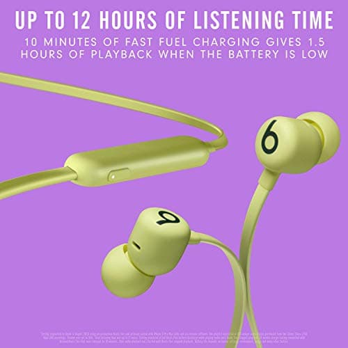 Beats Flex Wireless Earphones – Apple W1 Headphone Chip, Magnetic Earbuds, Class 1 Bluetooth, 12 Hours of Listening Time, Built-in Microphone - Yuzu Yellow — view 3