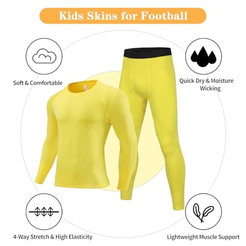 Valcatch Kids Boys Thermal Base Layer Set Football Skins Yellow, 9-10 Years — view 2
