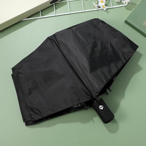 VILLFUL Compact Black Folding Umbrella Automatic Windproof Travel — view 5