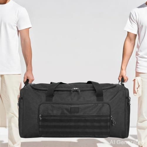 125L Extra Large Travel Duffle Bag for Men Women Heavy Duty Tactical Duffel Bag with Shoulder Strap Weekender Overnight Trip Big Sports Gym Equipment & Workout Bag for Military, Black — view 3
