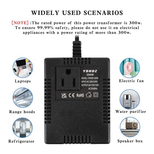 300W Step Down Transformer, 240/220 v to 120/110v (UK Plug) Voltage Converter, Travel Power Adapter for WIFI, POS Machine, Power Bank — view 5