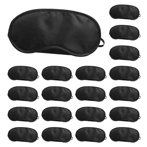 Henyall 20 Pack Eye Mask for Sleeping,Blackout & Breathable Sleep Mask with Nose Pad for Men & Women,Soft Blindfold Eye Shade Cover for Travel,on The Plane, Lunch Break and Camping Usage (Black)