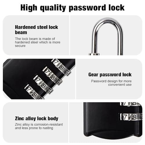 mizikuu 6 Pack Luggage Locks Code Padlock, Combination Padlocks 4 Digit Pad Lock Small Padlock for Suitcase Padlocks Weatherproof Zinc Pad Locks with Code for Doors, Garages, Gyms Lockers — view 4