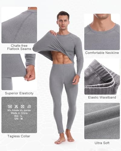 Roadbox Men's Thermal Underwear Set, Fleece Lined Base Layer Long Johns — view 4