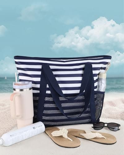 HOMESPON Beach Bag Large Waterproof Tote for Women with Zipper — view 3