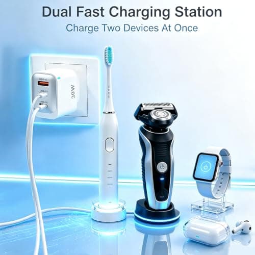 EU plug travel adapter charger, European wall adapter with 2 USB C fast charging ports and 1 USB A port, European universal fast charger Compatible with iPhone/Samsung,2 pack — view 5