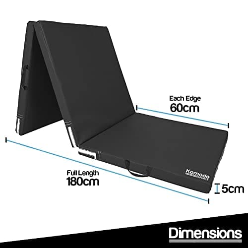 Komodo Tri Folding Yoga Mat 6ft Padded Pilates Floor (Black) — view 3