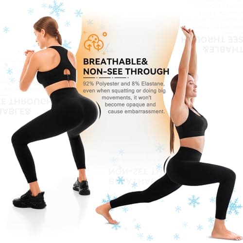Sanpetix Women's Fleece Lined Leggings, Thermal Leggings High Waist for Women Black 1 Pack LXL — view 2