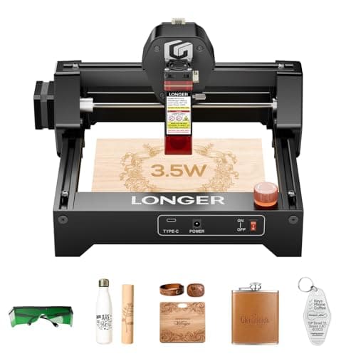 LONGER RAY5 mini Laser Engraver, 3.5W Desktop Laser Engraving Machine with WiFi Control and Emergency Stop, CNC Laser Cutter for Wood, Acrylic, Leather and anodized aluminum, 140 x 130 mm Working Area